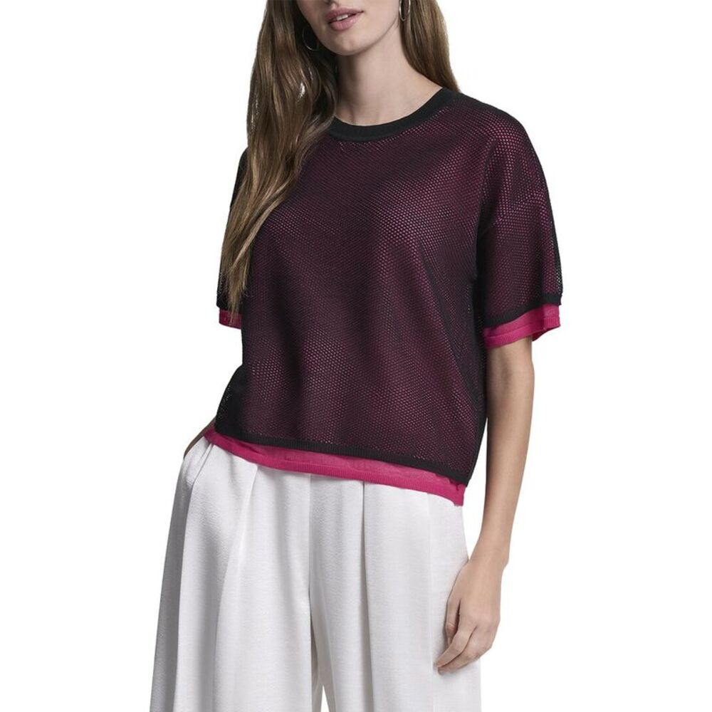 Dkny Womens Boxy Two Layer Sweater, Black